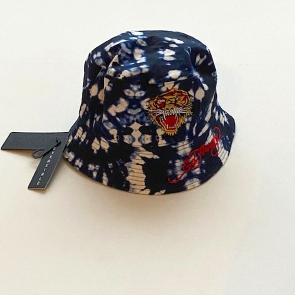 Ed Hardy  Reversible Tie Dye Bucket Hat Blue - Picture 1 of 2